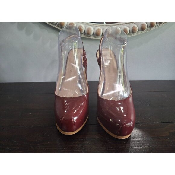 Kelsi Dagger Dory Burgundy Patent Leather Slingback Heels/Pre-owned, Sz 7.5M - Picture 5 of 11